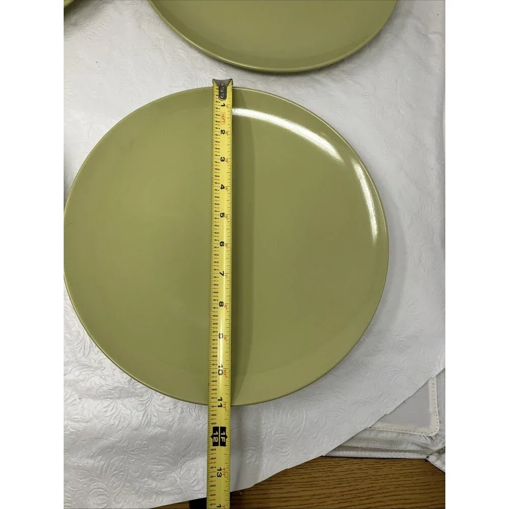 IKEA Dinnerware Fargrik Dinner Plates Set Of 4 Avocado Green 21963 Round 11”